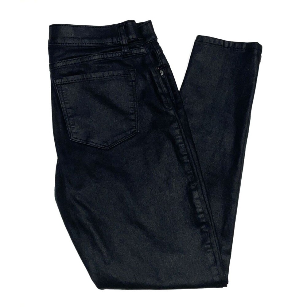 Banana Republic Women's Size 27 Petite 4P Pants Skinny Fit Black Coated Denim